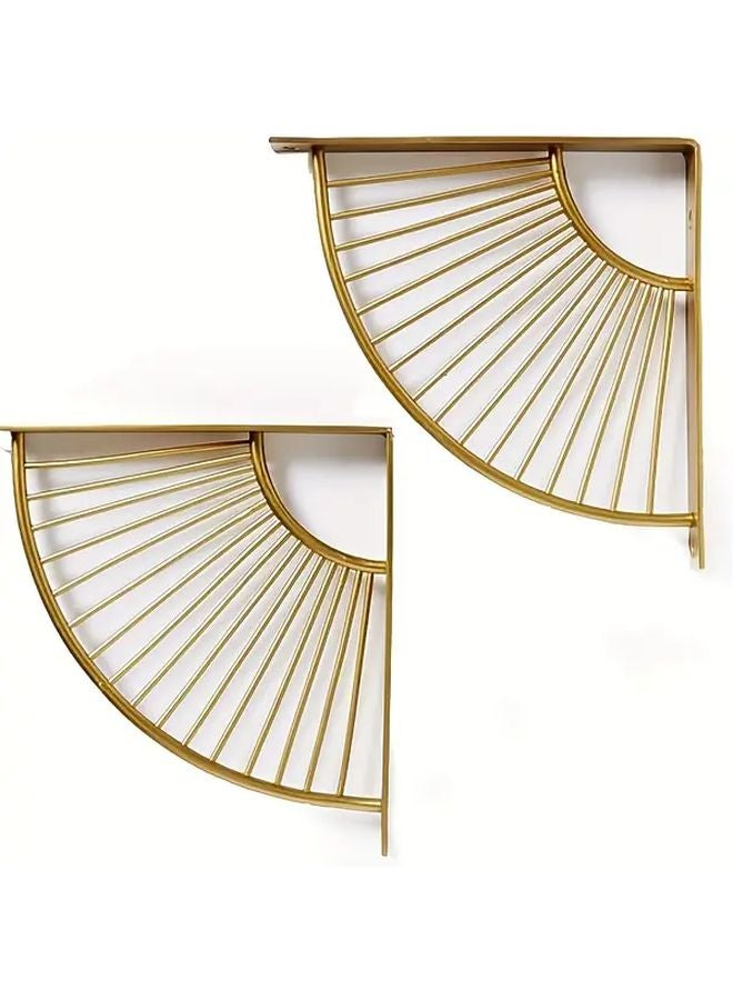 Golden 2 Piece Set Heavy Duty Metal Corner Brackets Triangle Wall Supports DIY Shelves - Image 1