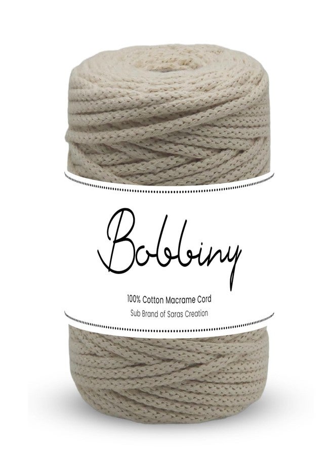 BOBBINY | Knitted Macrame Cotton Like Cord Dori Thread for Macrame DIY and Other Projects (Off White, 3mm, 100 Meter) - Image 1