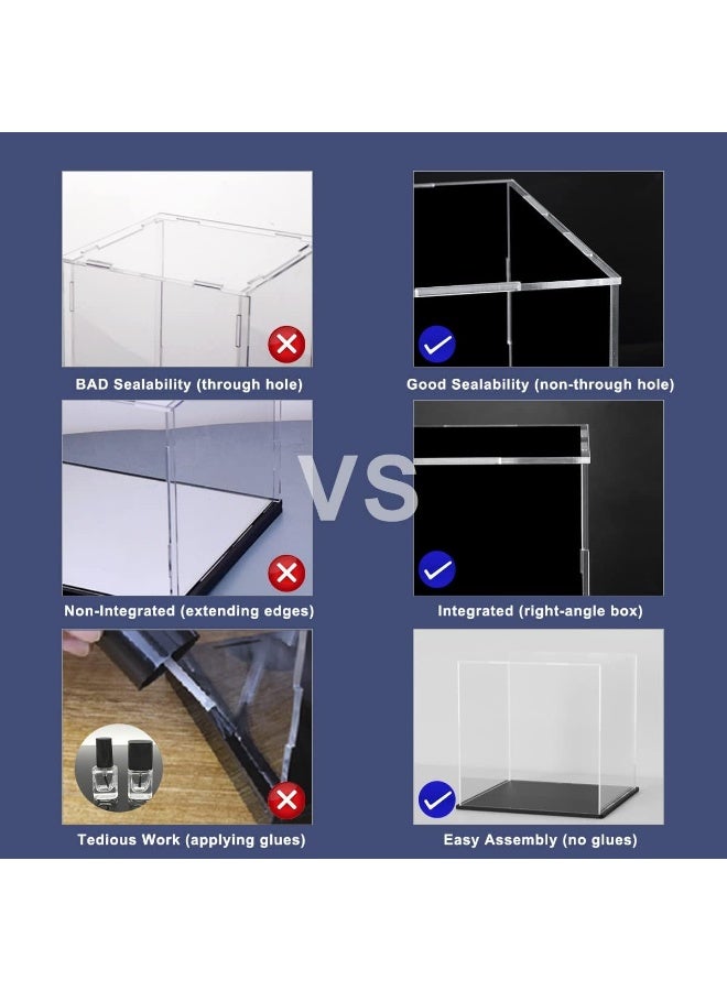 TPGP Acrylic Display Case, 10x10x10 Inch Cube Acrylic Boxes for Display, Clear Display Cases with Matte Black Base and Lid for Collectibles and Figures - Image 2