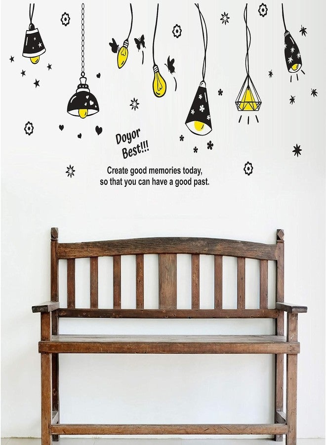 INKFENCE ملصقات جدارية ذاتية اللصق من إنكفينس، بطول 150 سم، بتصميمات فراشات وأوراق وأزهار، تحمل اقتباسات تحفيزية (عبوة من قطعة واحدة). - Image 1
