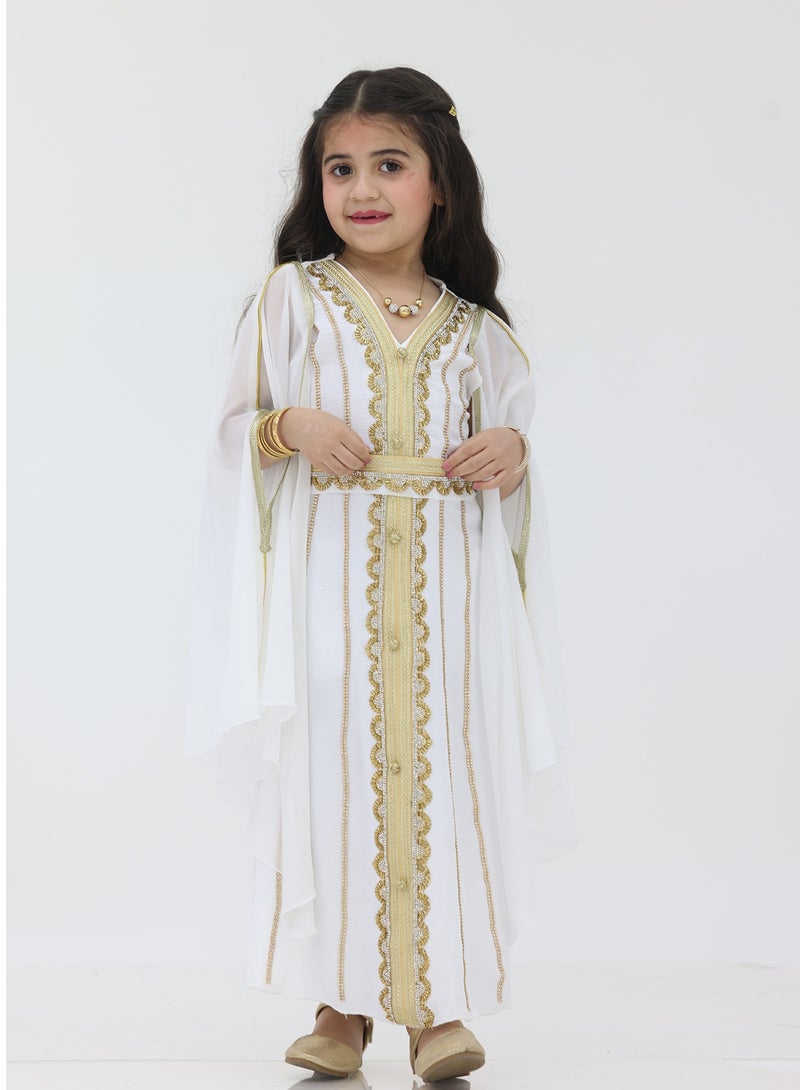 Modern Design A luxurious girls’ Eid jalabiya. The jalabiya is available in two colors, sugar and tiffany  - Image 1