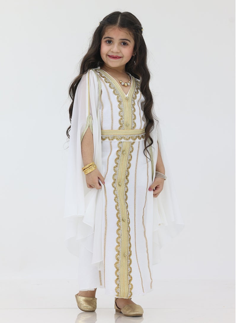 Modern Design A luxurious girls’ Eid jalabiya. The jalabiya is available in two colors, sugar and tiffany  - Image 3
