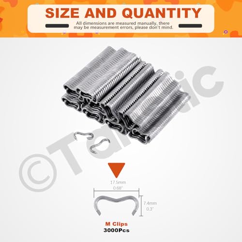 Tanstic 3000Pcs M Nails M Clips Professional Upholstery Hog Rings M Staples for Type M Hog Nail Ring Pliers Assortment Kit Fence Fastening - Image 2