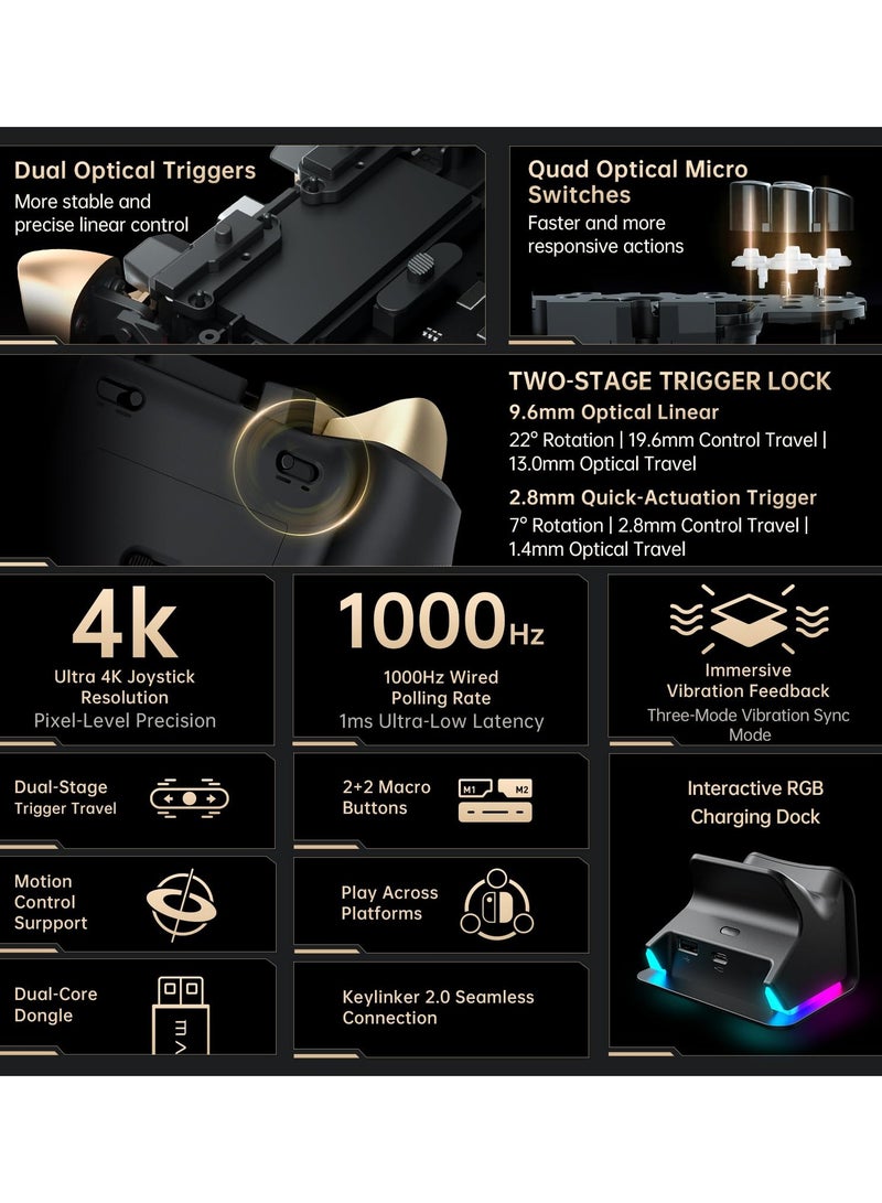 MACHENIKE G5Pro V2 1000HZ Wireless Gaming Controller for NS/PC/iOS/Android with Charging Dock,PC Controller With Hot-Swappable Joystick,Optical Triggers,Optical Micro Switches,RGB Backlight - Image 2