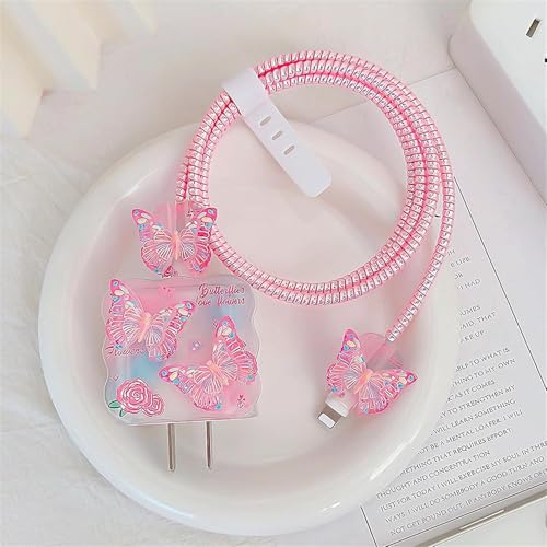 VNJ ACCESSORIES Protective Charger Case for iPhone 18W 20W iPhone 16 15 14 13 12 11 Pro Max Charging Cable Charger Protective Cover Data Cable Protective Sleeve-Bell Orchid Pink - Image 2