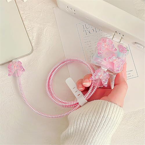 VNJ ACCESSORIES Protective Charger Case for iPhone 18W 20W iPhone 16 15 14 13 12 11 Pro Max Charging Cable Charger Protective Cover Data Cable Protective Sleeve-Bell Orchid Pink - Image 3