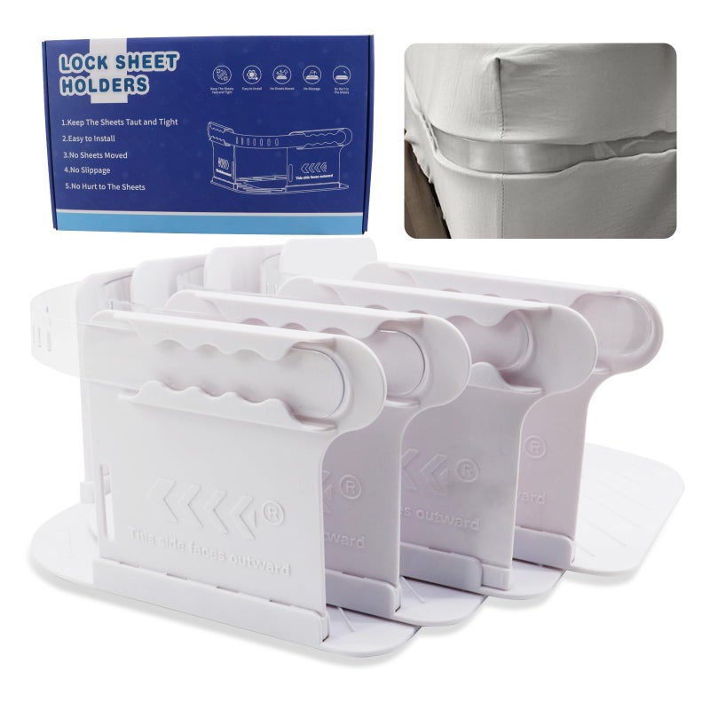 CaLeQi Bed Sheet Holder Removable Easy to Install Fits 5.9-11.8in thicknesses Mattress Sizes Sheet Holders Keep Sheets Firm & Tight More Convenient Than Traditional Bed Sheet Clips is The Perfect Choice  - Image 1