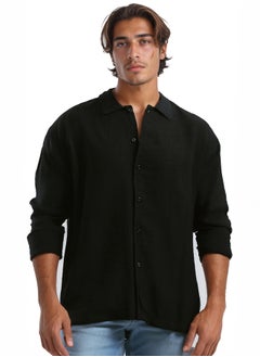 Full Buttons Long Sleeves Casual Black Shirt