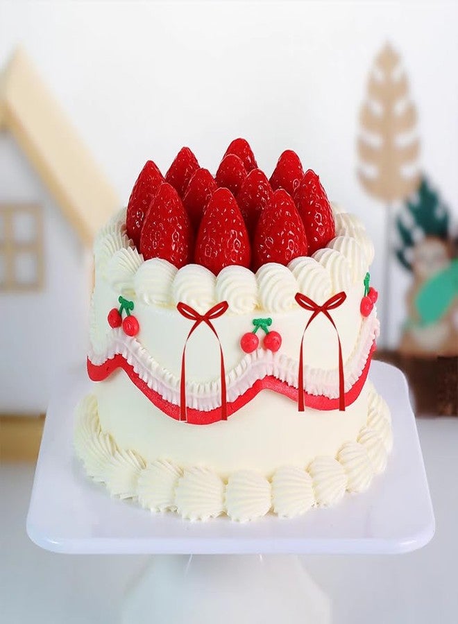 Doacpcr 20 PCS Red Bow Cupcake Toppers，Red Ribbon Bow Cake Decorations，Bowknot Ribbons Coquette, High Footed Cup Balloon Wall Party Decorations，Bridal Wedding Cake Dessert Baby Party Supplies - Image 5