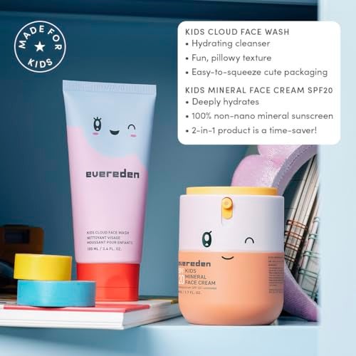 Evereden Happy Morning DUO Kids Spa Headband for Girls: Clean & Vegan Skin Care Bundle | Cloud Face Wash + SPF 20 Mineral Face Cream | Non-Toxic | Easy-to-Use Skincare - Image 3