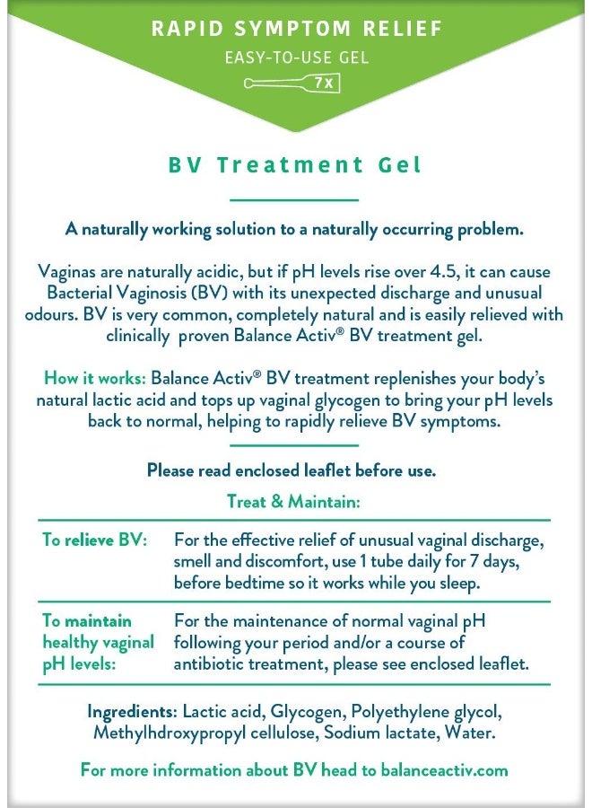 Balance Activ Bacterial Vaginosis Treatment BV Balance Activ Gel 7 Tube Box - Image 5