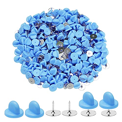 400pcs PVC Rubber Butterfly Clutch Pins Tie Tacks Blank for Uniform Badges Backing Holder Clasp Lapel Enamel Pins200 SetsBlue