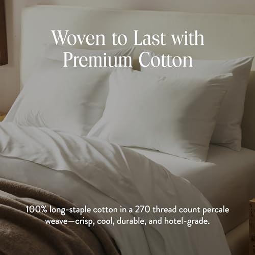 Brooklinen Luxury Percale Duvet Cover 100 Cotton Cool Crisp ExtraLong Corner Ties Button Closure Soft Breathable Machine Washable Duvet Cover KingCalifornia King Bed Sizes White - Image 3