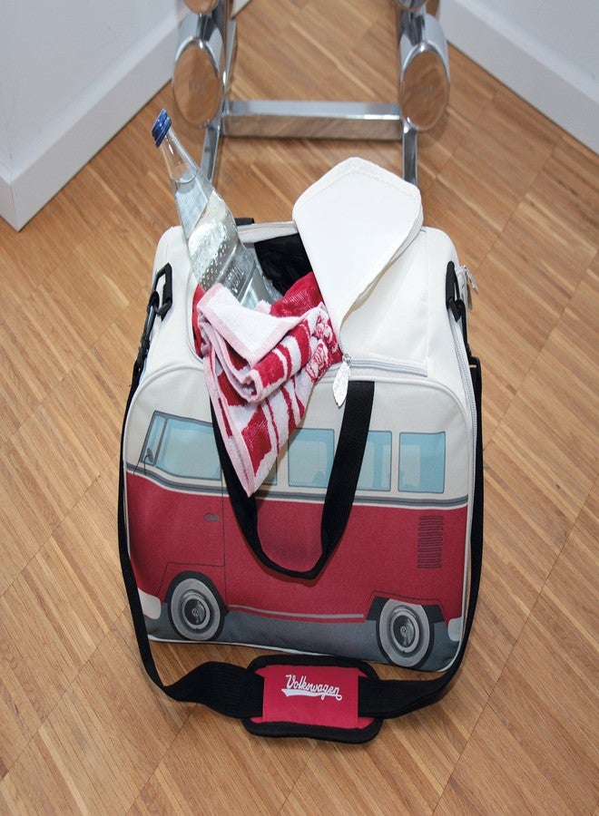 BRISA VW Collection - Volkswagen Retro Sport Shoulder Fitness Bag in T1 Bus Shape (Small/Classic Bus/Red & Beige) - Image 4