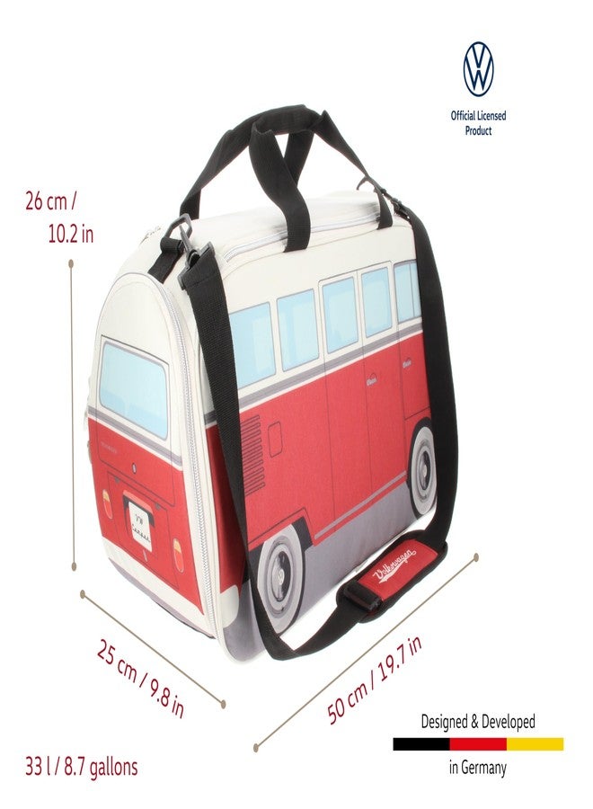 BRISA VW Collection - Volkswagen Retro Sport Shoulder Fitness Bag in T1 Bus Shape (Small/Classic Bus/Red & Beige) - Image 3