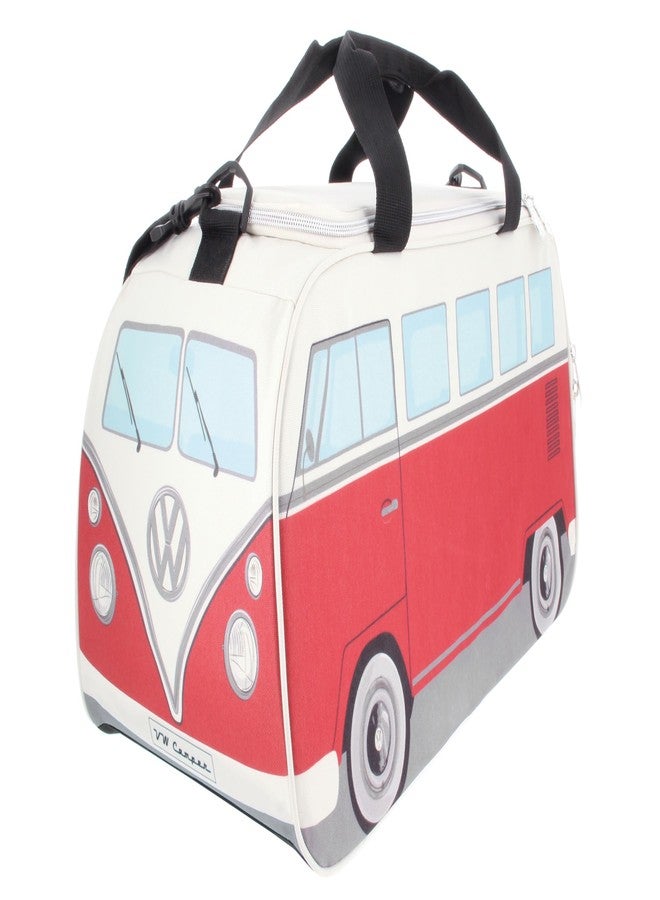 BRISA VW Collection - Volkswagen Retro Sport Shoulder Fitness Bag in T1 Bus Shape (Small/Classic Bus/Red & Beige) - Image 1