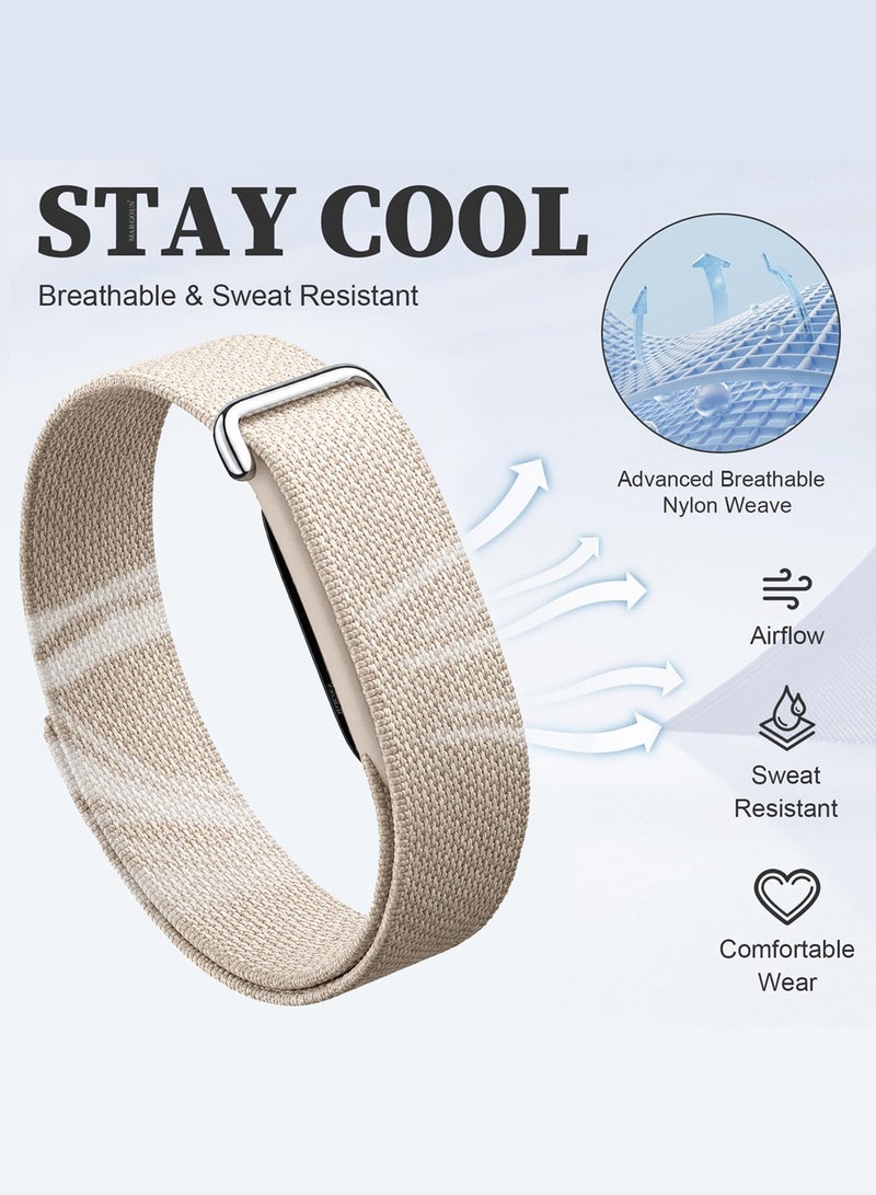 MARGOUN Woven Nylon Sport Loop Band for Fitbit Air – Breathable Elastic Replacement Strap with Secure Hook-and-Loop Fastener – Comfortable Lightweight Wristband - Starlight Starlight - Image 3