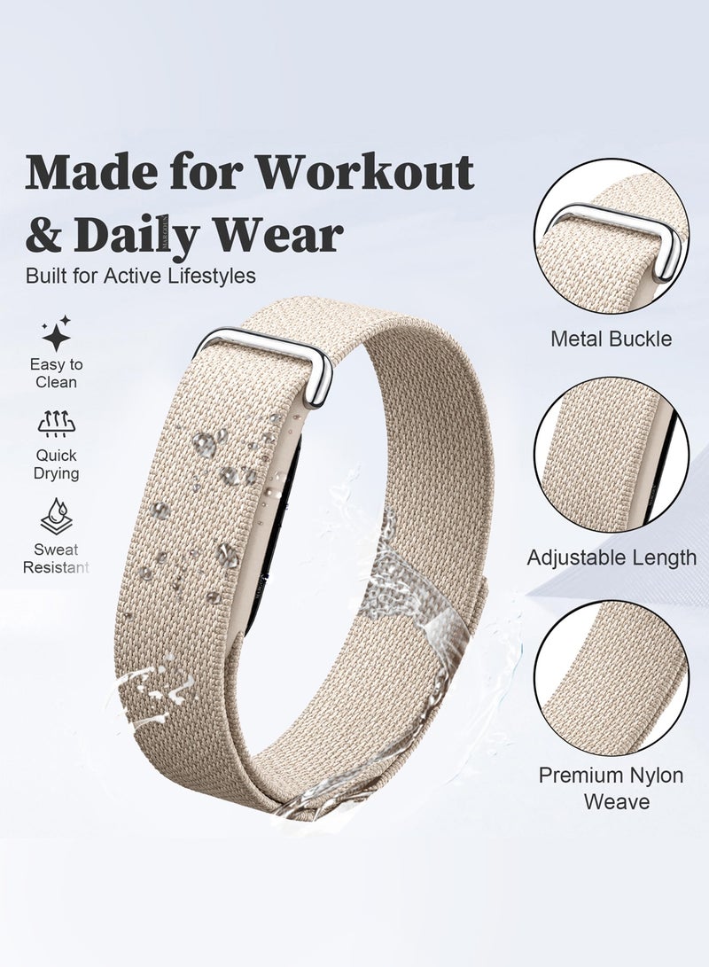 MARGOUN Woven Nylon Sport Loop Band for Fitbit Air – Breathable Elastic Replacement Strap with Secure Hook-and-Loop Fastener – Comfortable Lightweight Wristband - Starlight Starlight - Image 4