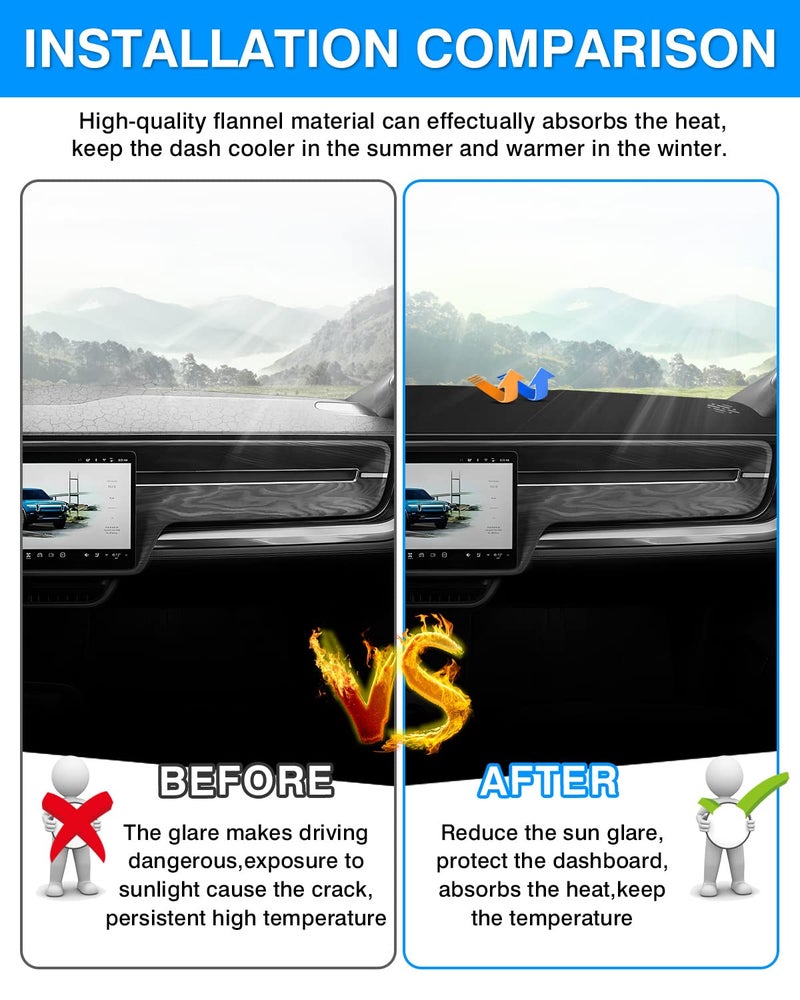 Autorder Dashboard Cover Mat for Freightliner Cascadia 2018-2024 2025 2026 Accessories Dash Cover Upgrade Flannel Dash Mat Sunshade Glare UV Rays Protector - Image 3