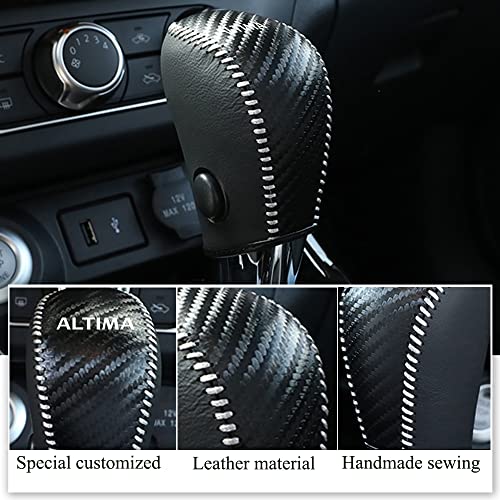 XITER Leather Gear Shift Knob Cover Protector Trim Automatic Transmission Interior Accessories for Nissan Altima 2013-2018(Not Fit 2.5SR/3.5)-Carbon Fiber - Image 3
