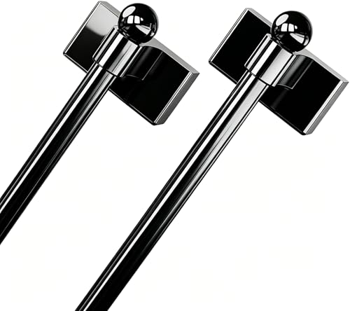 HNLAYXL Adjustable Magnetic Curtain Rod for Metal Doors from 16 to 28Magnetic Towel BarMagnet Curtain Rod for Classroom Whiteboardfrench door curtain rod BLACK 1628 Inch 2 Pack - Image 1