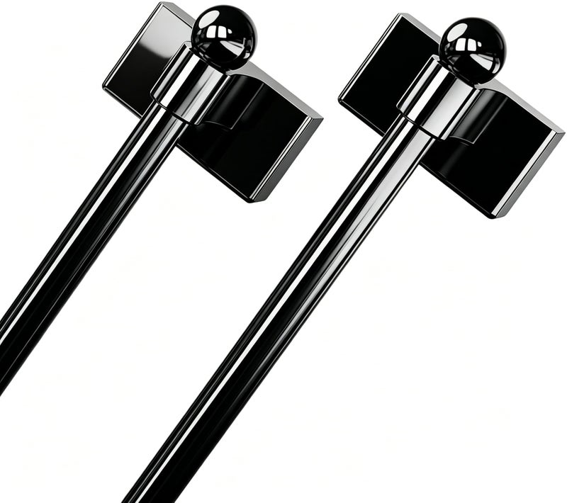 HNLAYXL Adjustable Magnetic Curtain Rod for Metal Doors from 16 to 28Magnetic Towel BarMagnet Curtain Rod for Classroom Whiteboardfrench door curtain rod BLACK 1628 Inch 2 Pack - Image 2