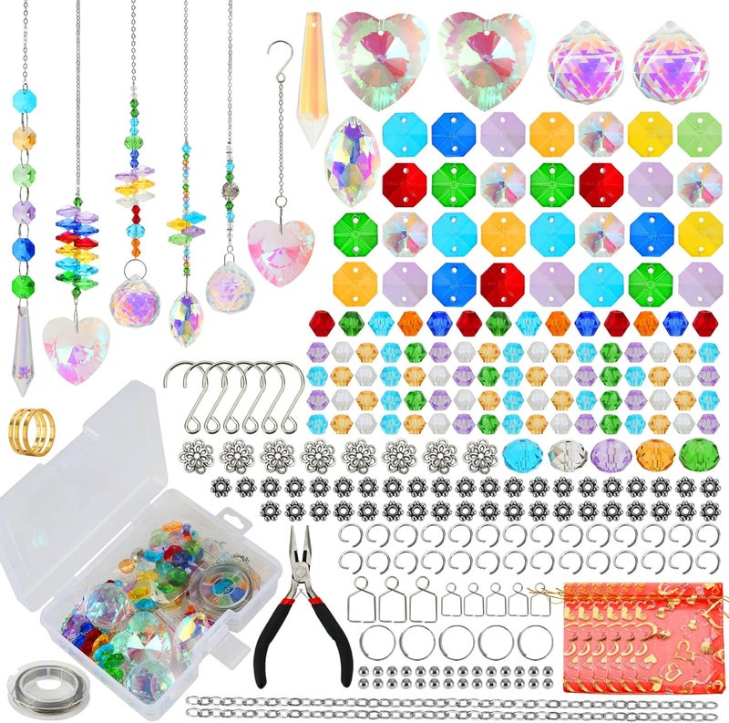 Worgree 460pcs DIY Suncatcher Making Kits for Adults Crystal Sun Catchers Arts and Crafts Supplies Set with Colorful Crystals Beads Rainbow Maker Prism for Windows Hanging Indoor Outdoor Garden Decor - Image 1