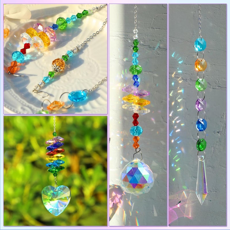 Worgree 460pcs DIY Suncatcher Making Kits for Adults Crystal Sun Catchers Arts and Crafts Supplies Set with Colorful Crystals Beads Rainbow Maker Prism for Windows Hanging Indoor Outdoor Garden Decor - Image 3