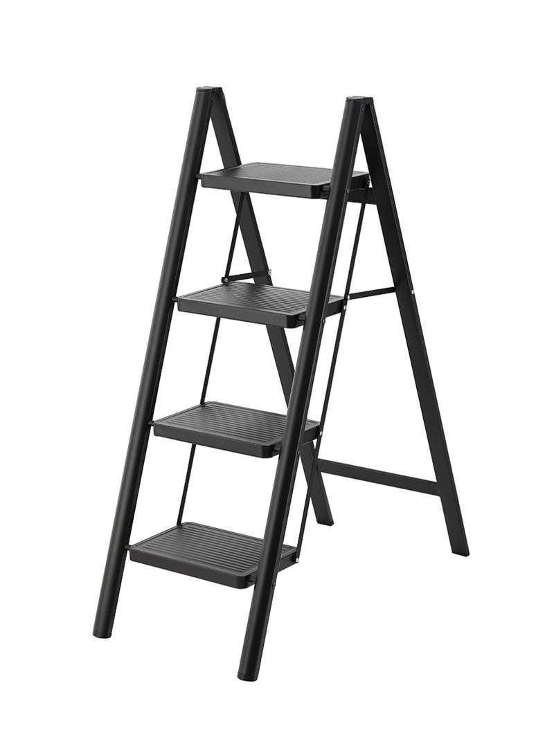 LAWAZIM Pro7 4-Step Folding Ladder - Portable and Lightweight Step Stool with Wide Anti-Slip Pedals, Space-Saving Design, Support Rod Structure, and Noise-Free Feet - for Indoor and Outdoor Use - Image 1