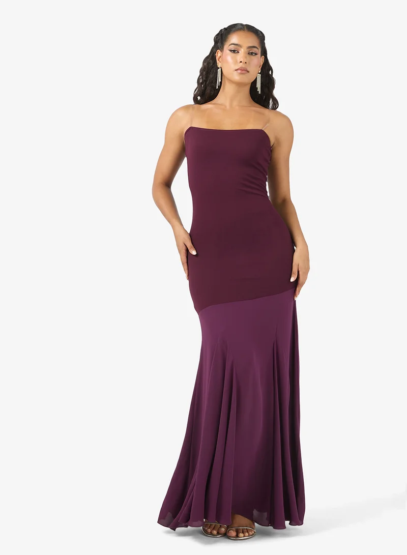 Sleek Strapless Flared Hem Gown