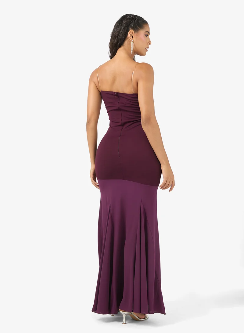 رينيه فستان أنيق بدون حمالات بفتحة واسعة