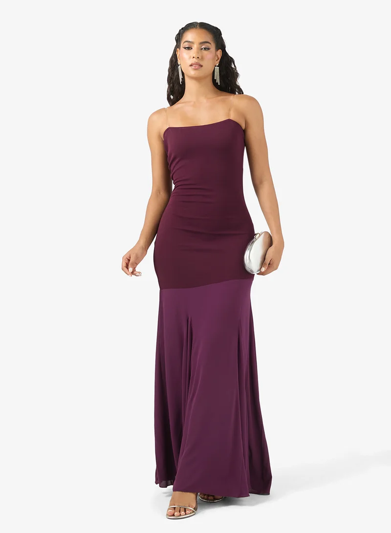 Rene  Sleek Strapless Flared Hem Gown for Women | Best Price UAE