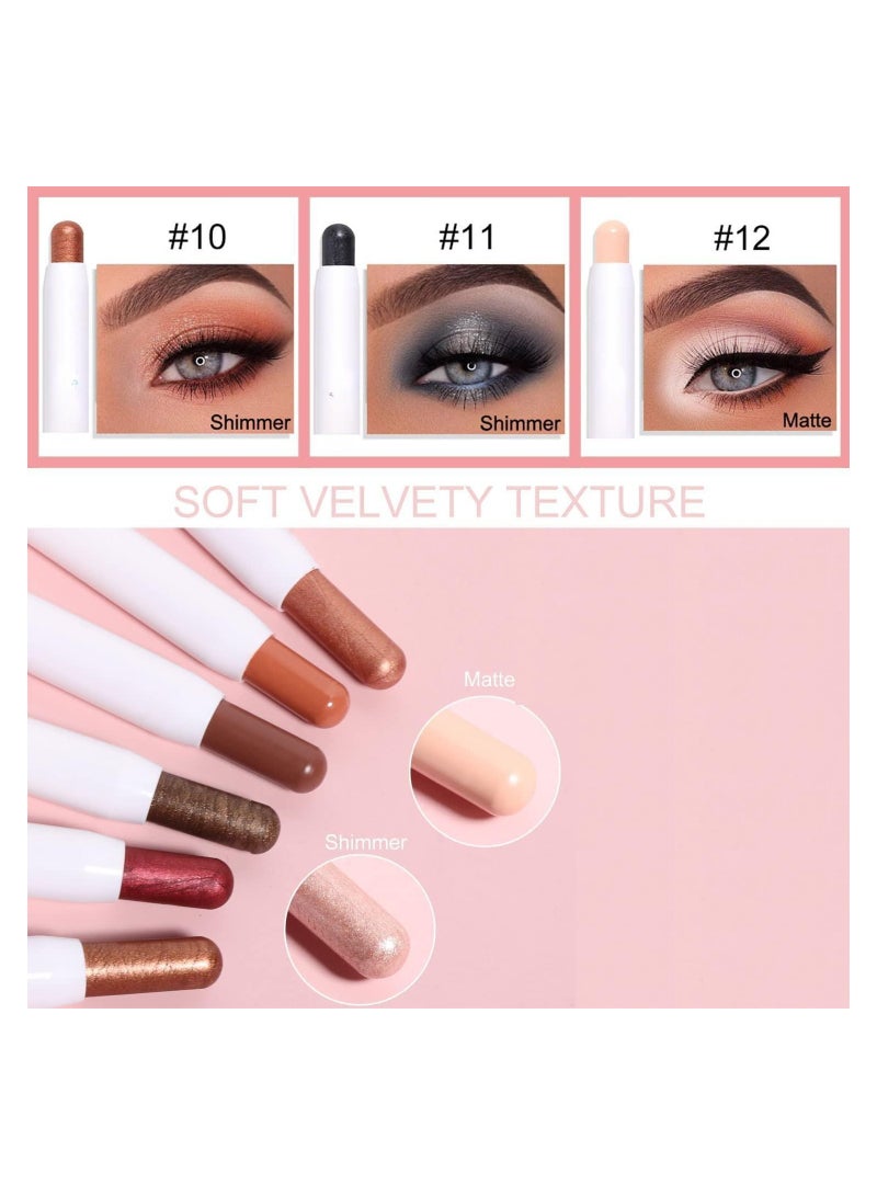 SYOSI 12 Pcs Eyeshadow Stick Soft Creamy Matte Shimmer Eye Shadow Pencil Crayon Highlighting Pigmented Shiny Eyeshadow Pencil Waterproof Classy Shimmer Eye Shadow Sticks Sets  - Image 3