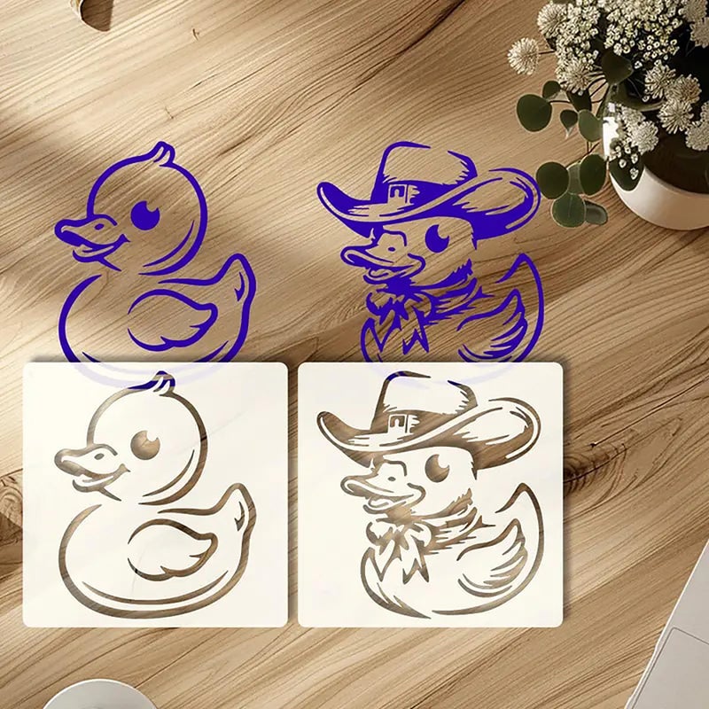 Cliths Set of 4 Reusable Duck Stencils for Painting - 6x6 Inch, 0.5mm Thick Plastic - Cute Duck Designs for DIY Crafts, Wood Signs, Canvas, Wall & Fabric Decor Projects - Image 5
