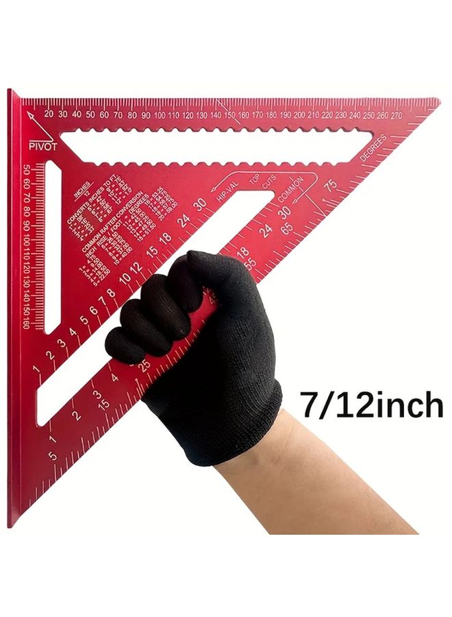 Chinese Red 7 Inch Metric Precision Aluminum Alloy Triangular Ruler - Image 2