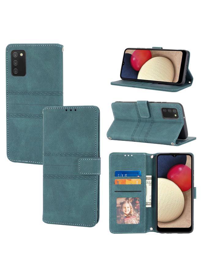 S-TOP Case For Samsung Galaxy A02s 166mm Embossed Striped Magnetic Buckle PU + TPU Horizontal Flip Leather Case - Image 1