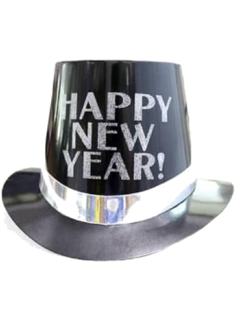 ThePartyPopper 1 Pc Happy New Year Party Hat for Adults & Kids – Black & Silver New Year’s Eve Hat, NYE Celebration Accessory | Festive Party Costume Decoration - Image 2