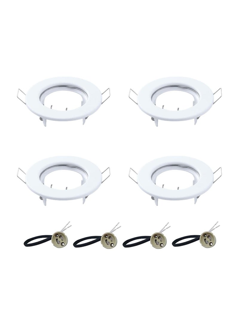 Y&D 4 Pack Round Recessed Spotlights Trim Ring Fitting White Lighting with GU10 Light Mounting Frame for Halogen Bulb,50mm Bulb, Ceiling Spotlight MR16 (4 pcs)  - Image 1