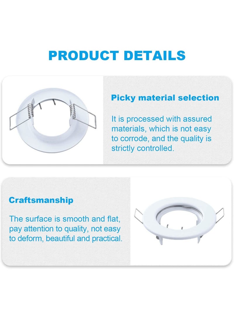 Y&D 4 Pack Round Recessed Spotlights Trim Ring Fitting White Lighting with GU10 Light Mounting Frame for Halogen Bulb,50mm Bulb, Ceiling Spotlight MR16 (4 pcs)  - Image 4