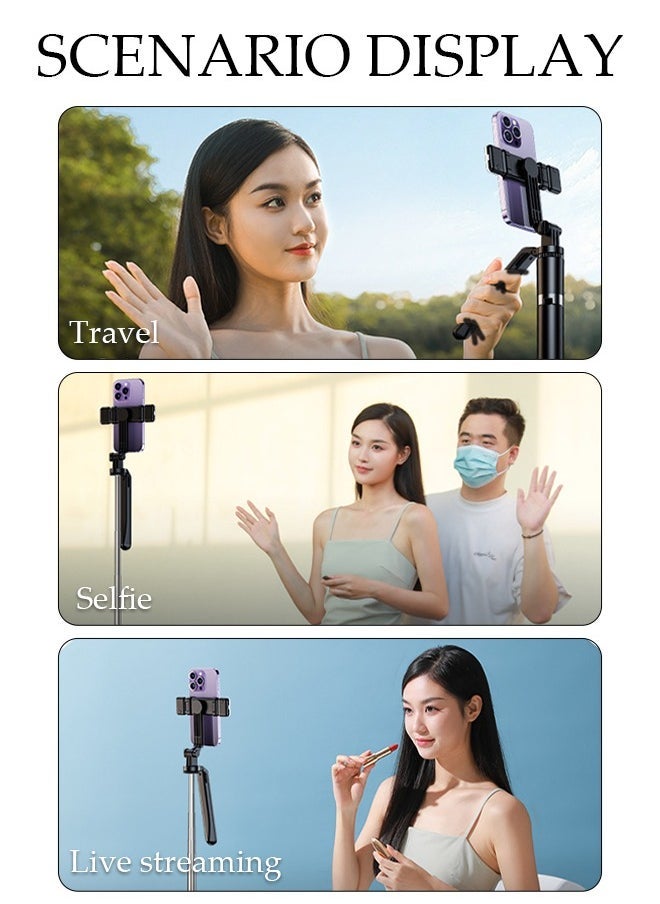 Arabest - Selfie Stick, All-in-1 Extendable Cell Phone Tripod Stand,Rotate Phone Tripod with Bluetooth Remote Shutter and Fill Light,Group Selfies/Live Streaming/Video Recording Compatible with All Phones - Image 1