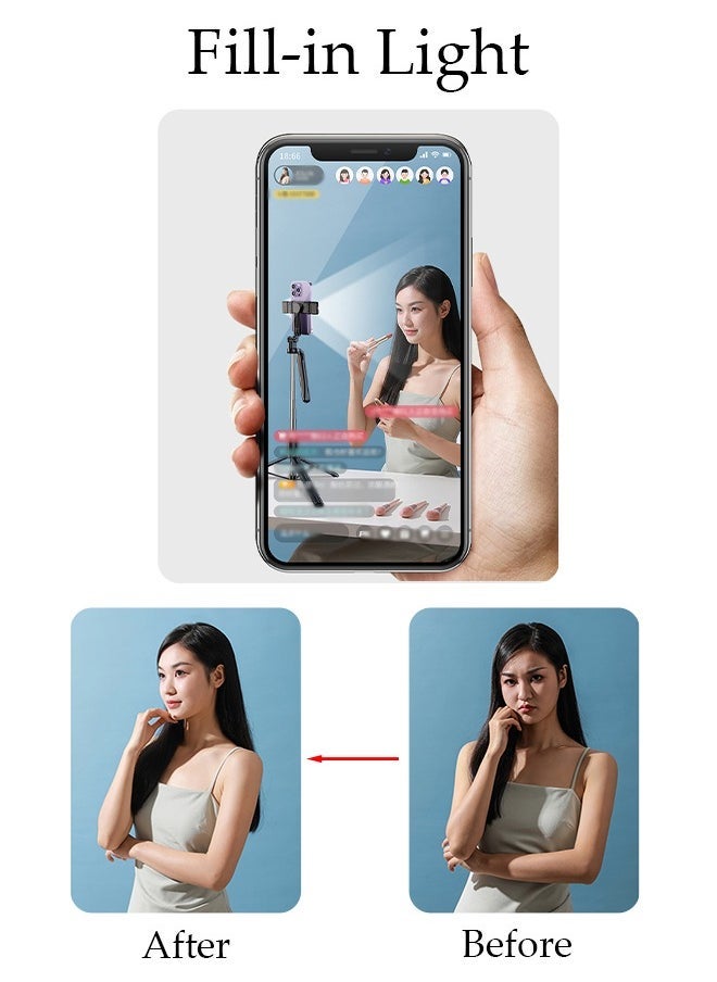 Arabest - Selfie Stick, All-in-1 Extendable Cell Phone Tripod Stand,Rotate Phone Tripod with Bluetooth Remote Shutter and Fill Light,Group Selfies/Live Streaming/Video Recording Compatible with All Phones - Image 1