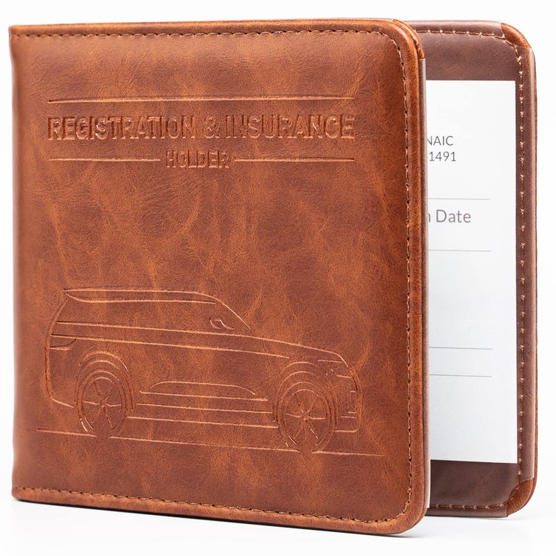 CANOPUS Car Registration and Insurance Holder Magnetic Closure Embossed Card Document Holder Vehicle Glove Box Organizer Wallet for Auto SUV Motorcycle Truck Waterproof SUV Model - Image 3
