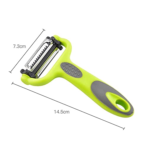 P-Plus International 3 in 1 Rotary Multi-Functional Peeler, Suitable for Vegetable and Fruit, with Serrated Blade + Straight Julian Stainless Steel, Anti-Slip Handle Design, Slicer Kitchen - Image 3