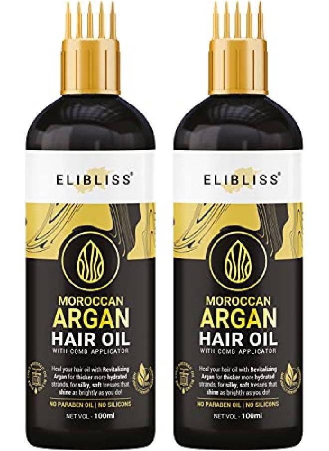 ELIBLISS Moroccan Argan Hair Oil With Comb Applicator for FrizzFree & Stronger Hair  - Image 1