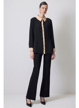 Touche Gold Buttoned Crepe Shirt  - Image 3