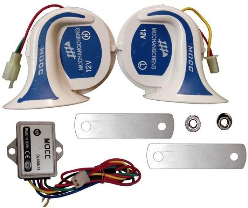 Vocado 68392 White & Blue Mocc 18 In 1 Digital Tones Bike/Car Magic Horn For Honda Brio 2018 (Set of 2) - Image 2