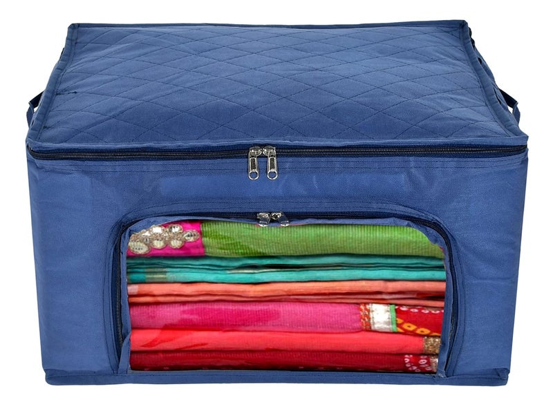 Kuber Industries Clothing Storage Bags Under Bed Foldable Organizer Store Blankets Clothes With Zipper Tranasparent Window 66 Litre Pack of 2 Navy BlueHS_38_KUBMART21295 - Image 3