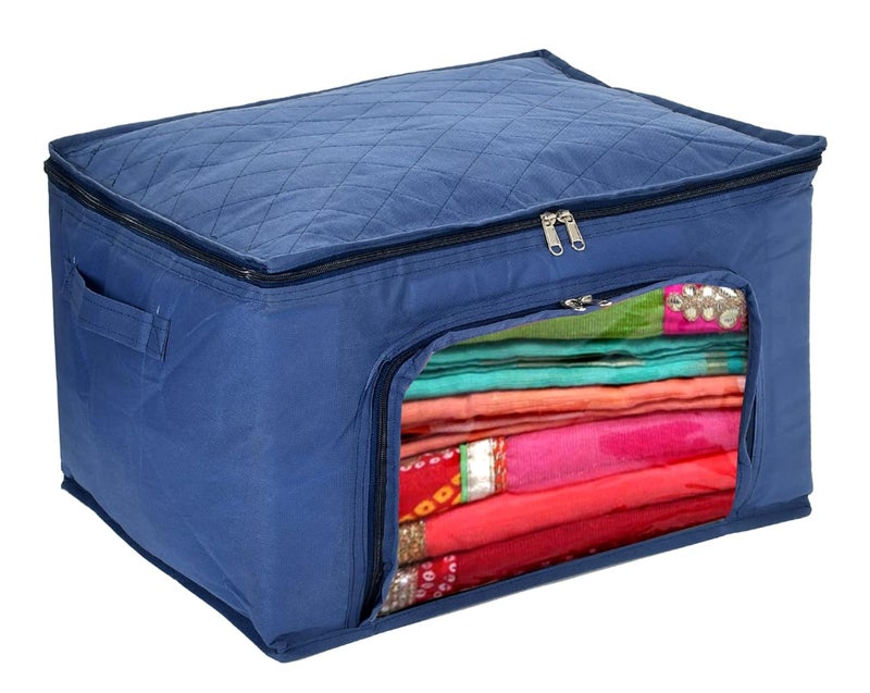 Kuber Industries Clothing Storage Bags Under Bed Foldable Organizer Store Blankets Clothes With Zipper Tranasparent Window 66 Litre Pack of 2 Navy BlueHS_38_KUBMART21295 - Image 2