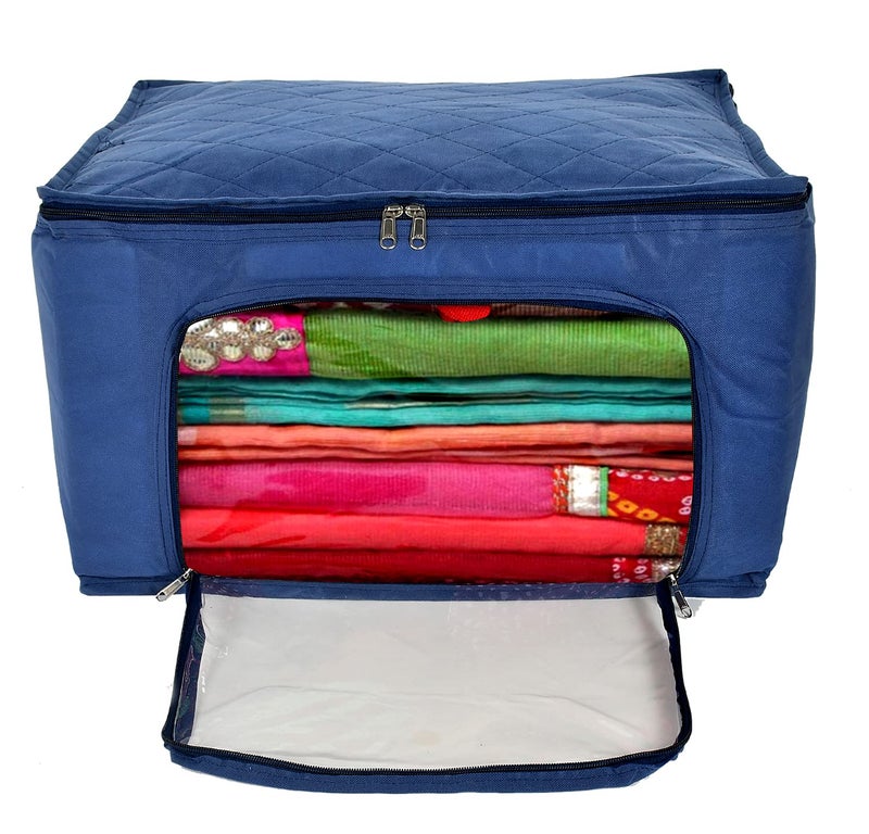 Kuber Industries Clothing Storage Bags Under Bed Foldable Organizer Store Blankets Clothes With Zipper Tranasparent Window 66 Litre Pack of 2 Navy BlueHS_38_KUBMART21295 - Image 4