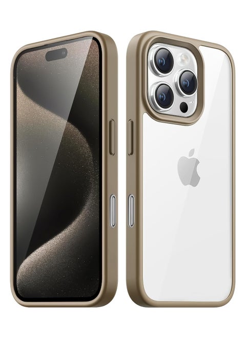 Case for iPhone 16 Pro Max 6.9-Inch, Shockproof Phone Bumper Cover, Solid Color Matte TPU Frame, Anti-Scratch Clear Back (Desert Titanium)